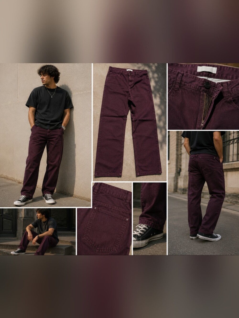 Calvin Klein Men's Slim Straight Jeans in Deep Plum 38x32